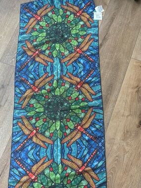 Craft Blue & Green Dragonfly Tapestry Runner with Orange Accents